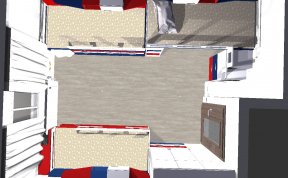 pohled shora při ložnici pro tři děti 