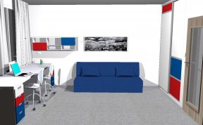 studovna - dvě pracovní místa a rozkládací gauč