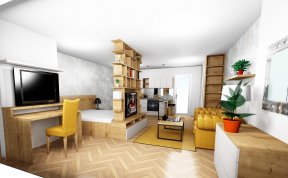 Návrh ideového a barevného řešení garsonky