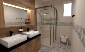 Návrh a realizace koupelen a předsíně v Pečkách