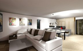 Návrh kuchyně s obývákem do RD v Klimkovicích pro manžele Malé