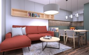 Návrh kuchyně s obývákem v přírodních barvách - PROMĚNA